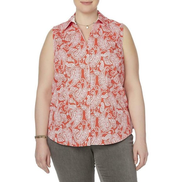 Basic Editions Tops - NWT Women's Plus 4X Sleeveless Button Down Top